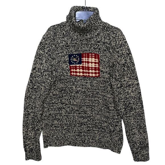 American Flag Sweater Turtleneck Patriotic Marled Knit Y2K - Picture 4 of 8